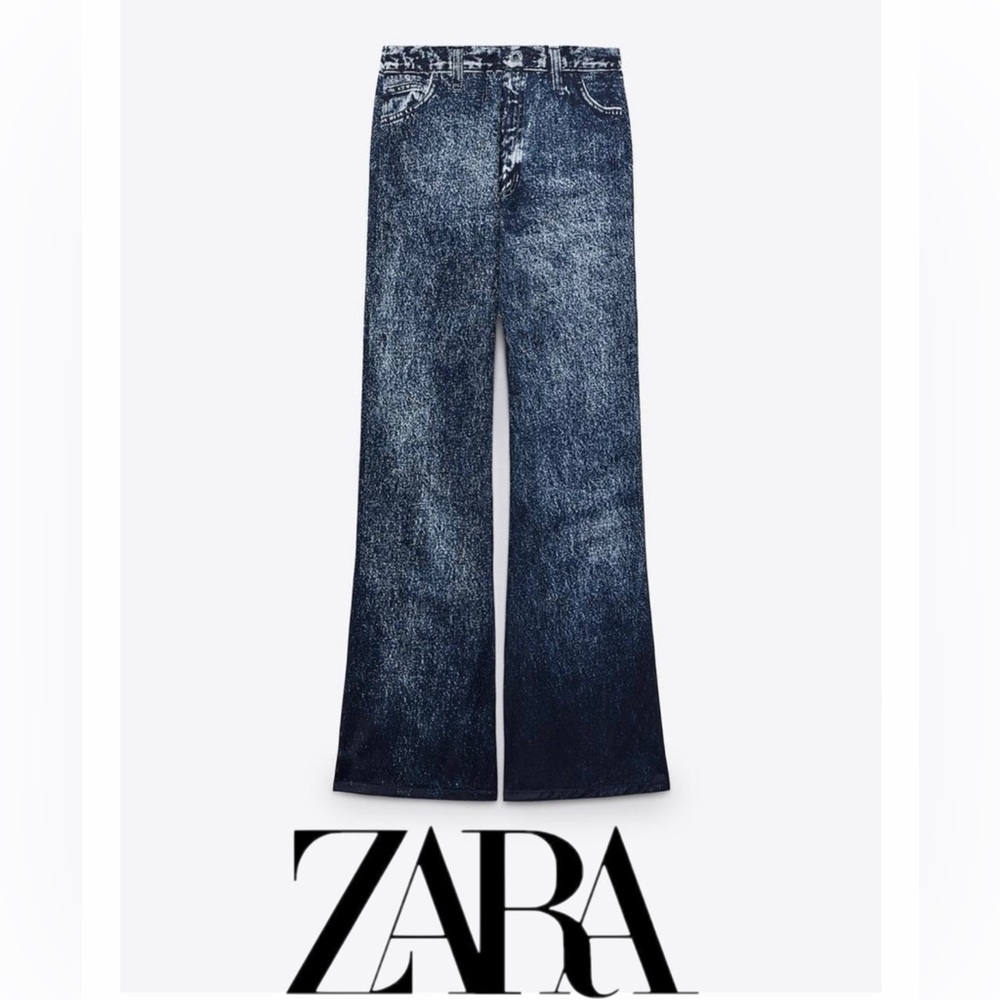 ZRRA Women's Blue DENIM-LOOK LEGGINGS NWT